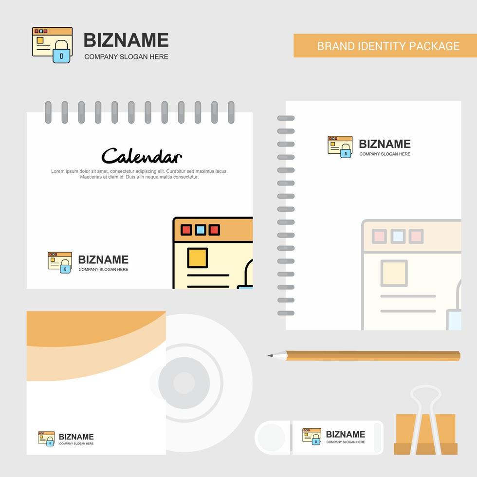 Protected website Logo Calendar Template CD Cover Diary and USB Brand Stationary Package Design Vector Template