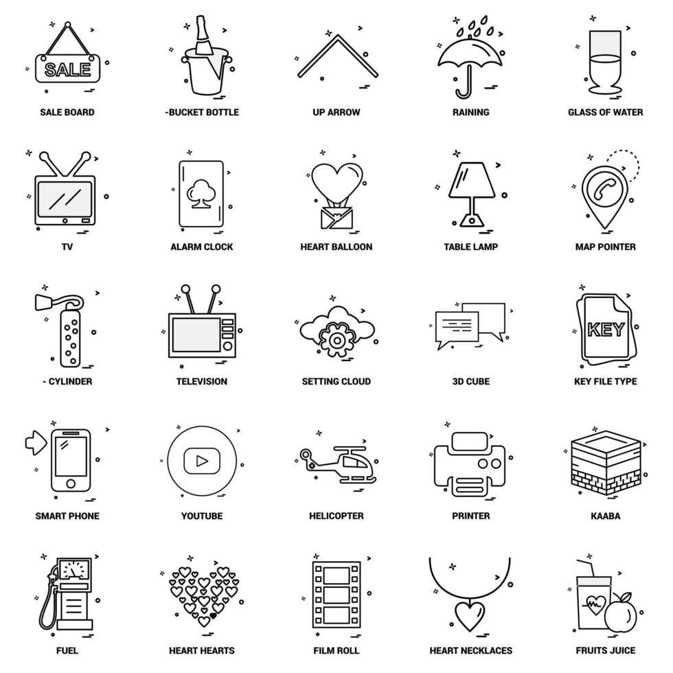 25 Business Concept Mix Line Icon set vector