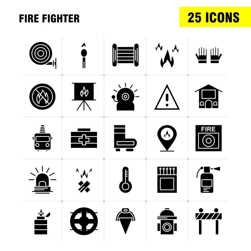 Fire Fighter Solid Glyph Icon for Web Print and Mobile UXUI Kit Such as Burn Fighter Fire Fireman Barrier Board Fighter Fire Pictogram Pack Vector