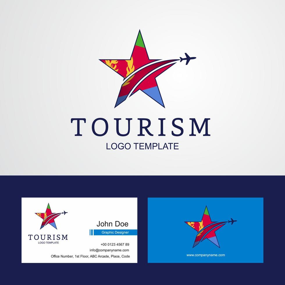 logotipo de estrella creativa de bandera de eritrea de viaje y diseño de tarjeta de visita vector