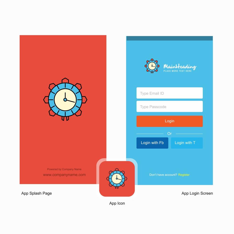 Company Watch Splash Screen and Login Page design with Logo template Mobile Online Business Template vector