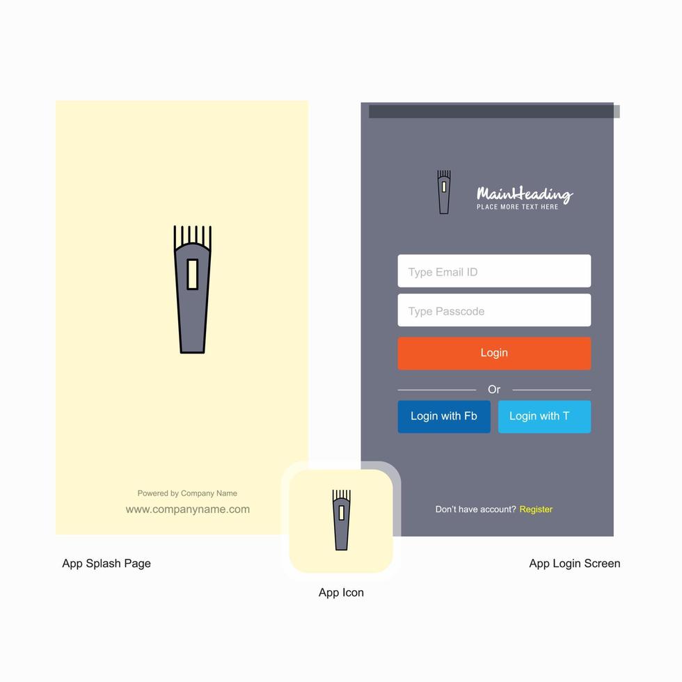 Company Trimmer Splash Screen and Login Page design with Logo template Mobile Online Business Template vector