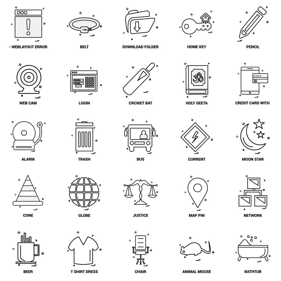25 Business Concept Mix Line Icon set vector
