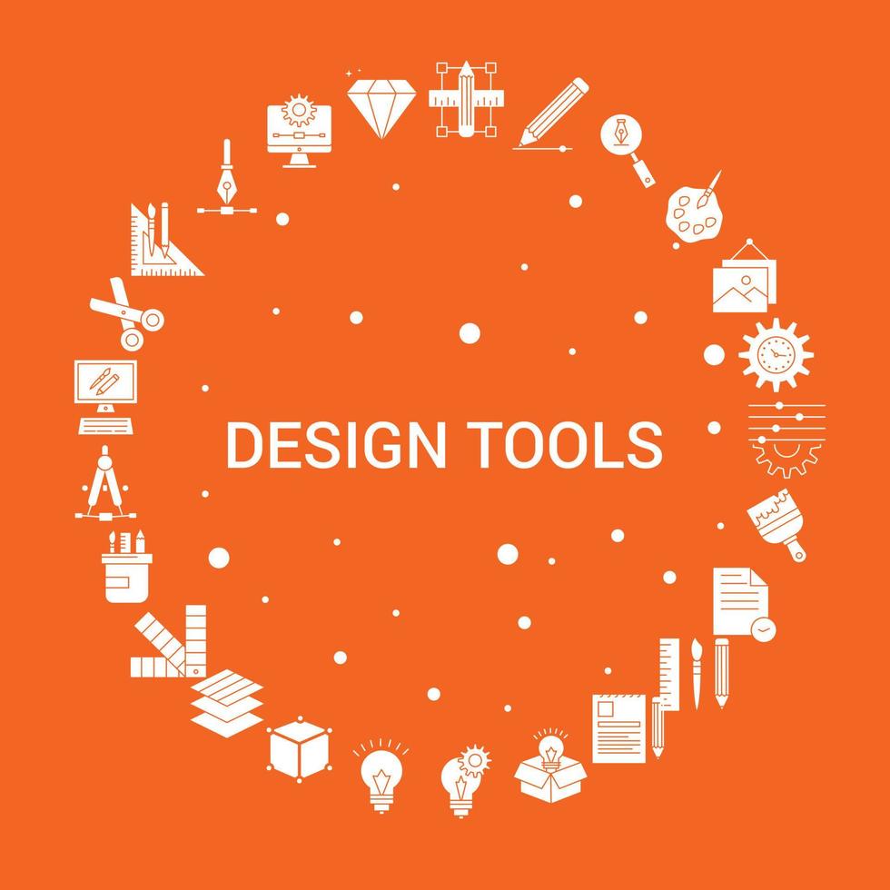 conjunto de iconos de herramientas de diseño plantilla de vector infográfico