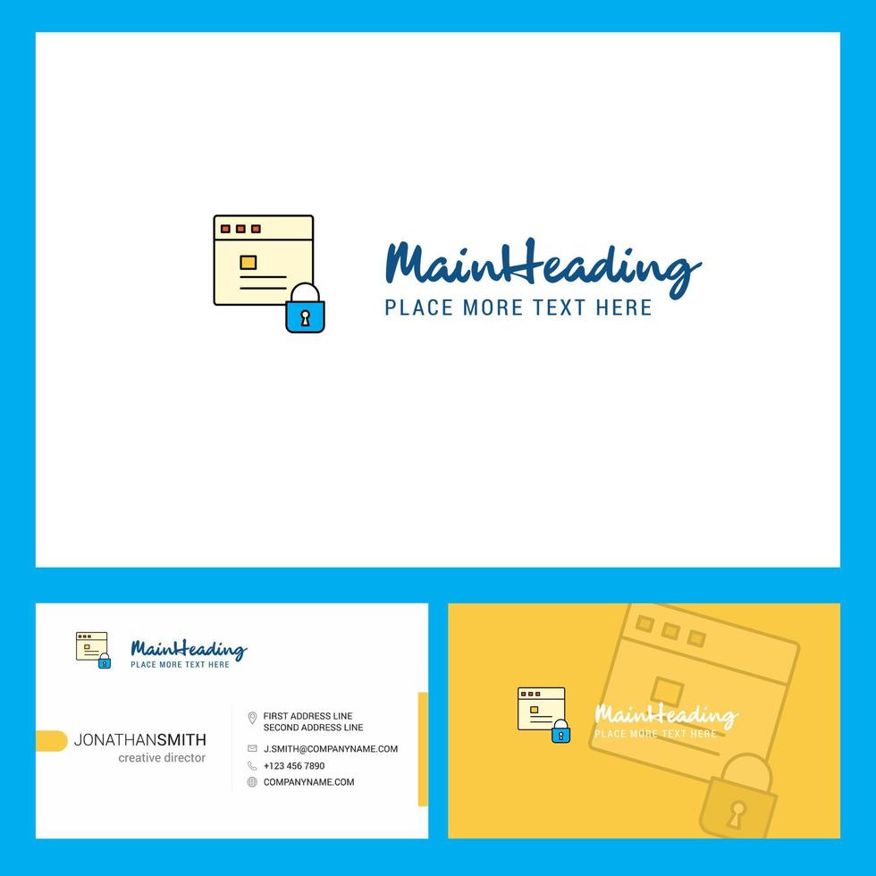 Protected website Logo design with Tagline Front and Back Busienss Card Template Vector Creative Design