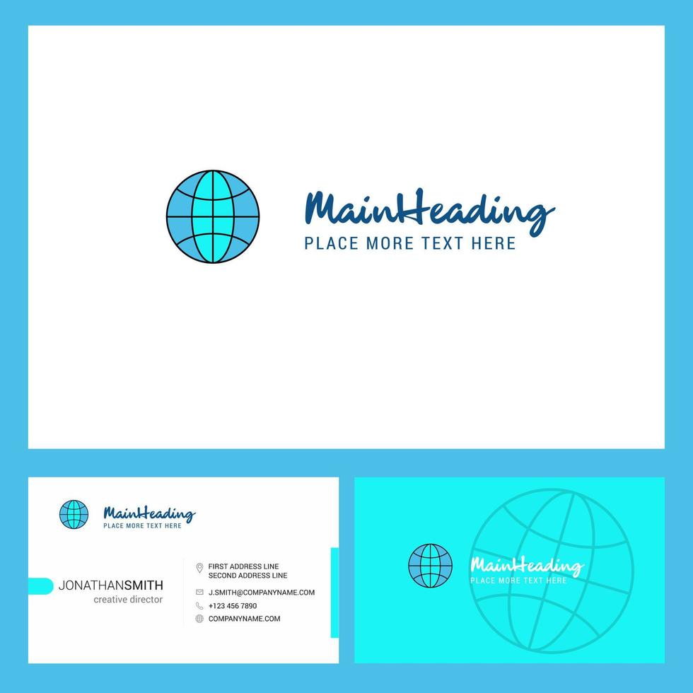 Globe Logo design with Tagline Front and Back Busienss Card Template Vector Creative Design