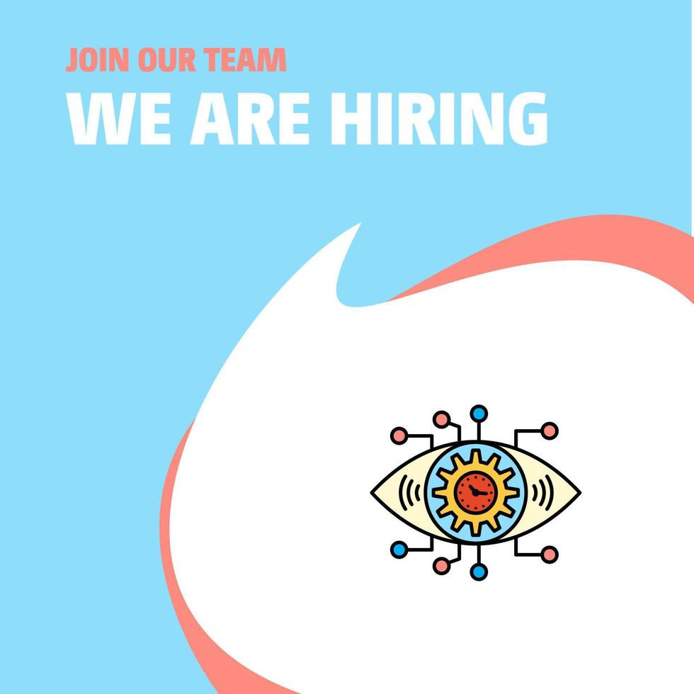 Join Our Team Busienss Company Gear eye We Are Hiring Poster Callout Design Vector background