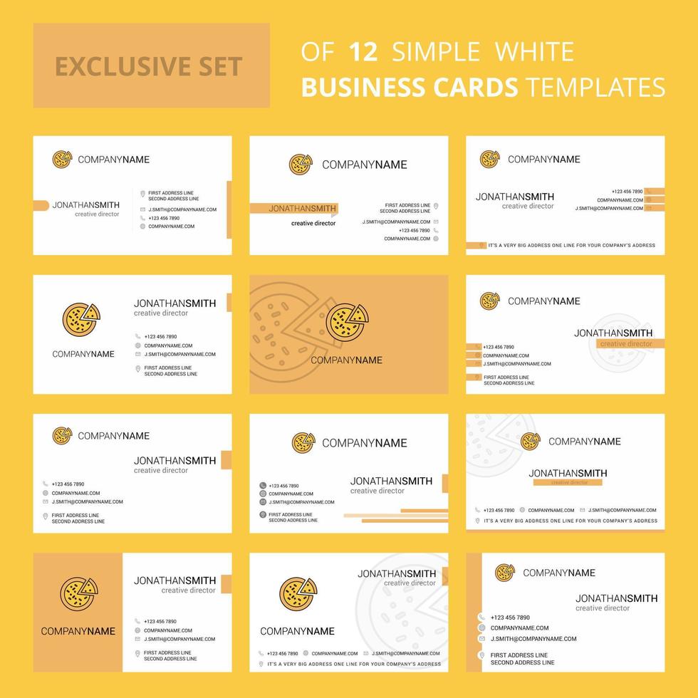 Set of 12 Pizza Creative Busienss Card Template Editable Creative logo and Visiting card background vector