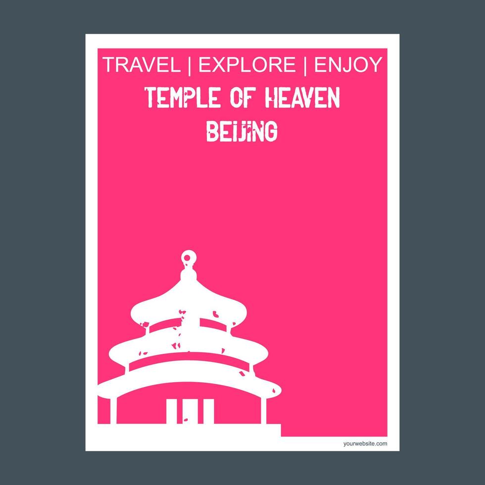 templo del cielo beijing china monumento hito folleto estilo plano y tipografía vector