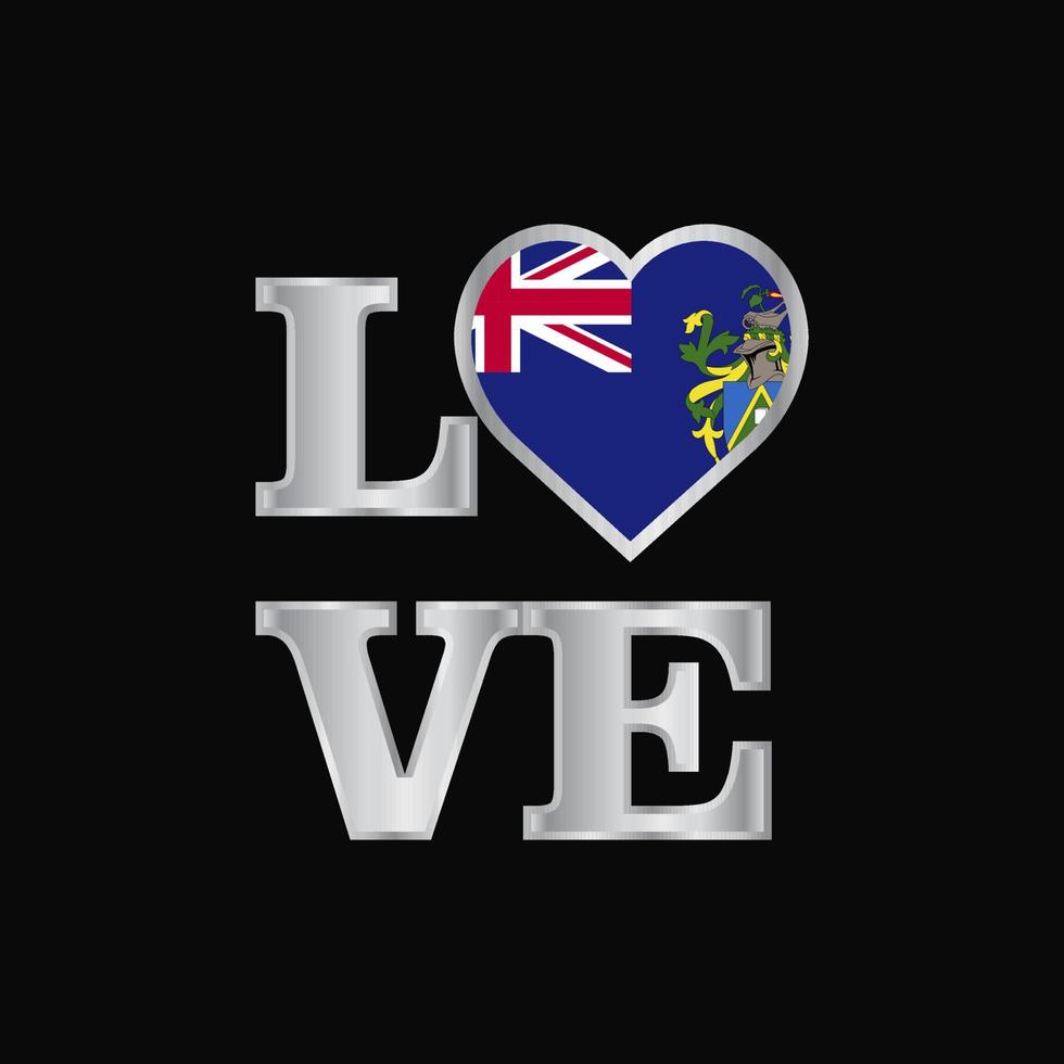 amor tipografía pitcairn islnand bandera diseño vector hermosa letras