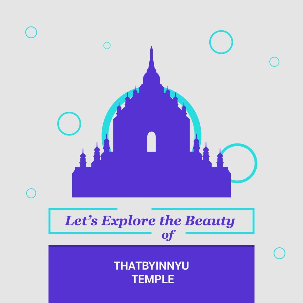 Lets Explore the beauty of Thatbyinnyu Temple Myanmar National Landmarks vector