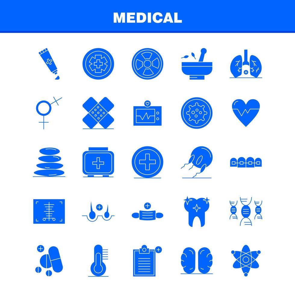 Medical Solid Glyph Icons Set For Infographics Mobile UXUI Kit And Print Design Include Hospital Medical Scanner Statistic Stone Spa Health Mask Eps 10 Vector
