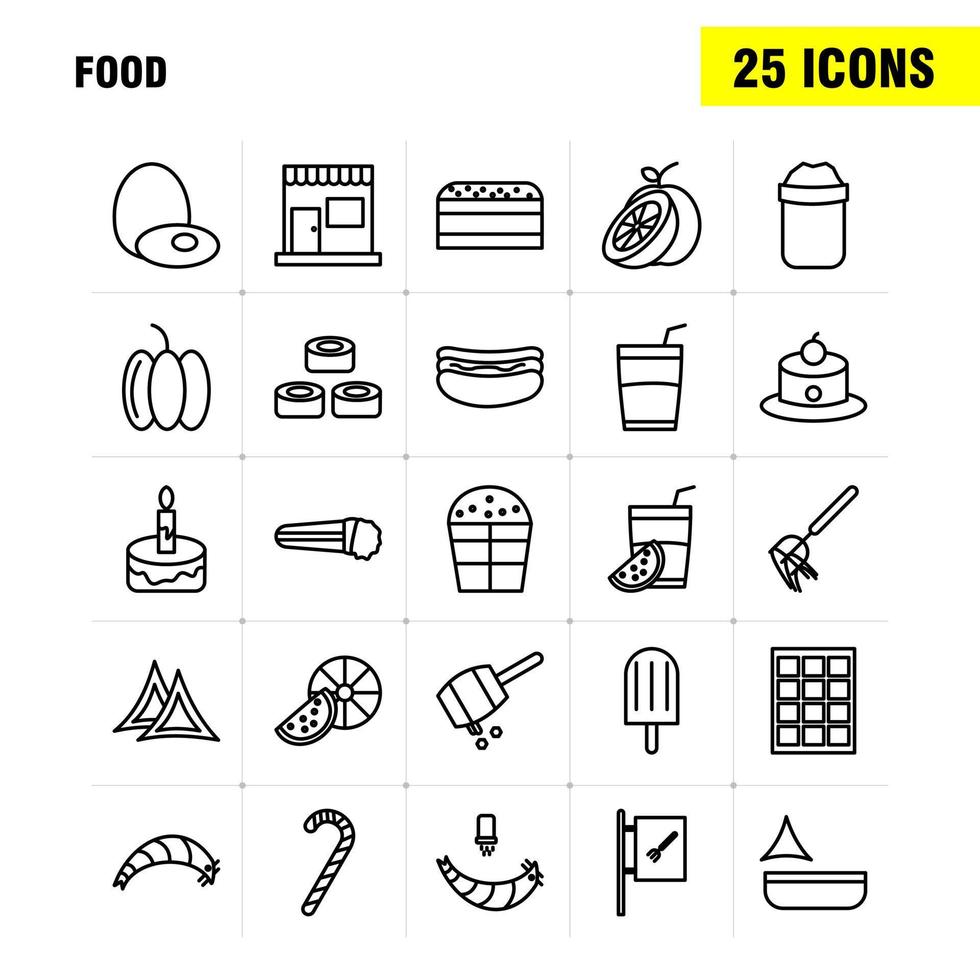 Food Line Icons Set For Infographics Mobile UXUI Kit And Print Design Include Chef Hat Hat Kitchen Cooking Slice Piece Food Collection Modern Infographic Logo and Pictogram Vector