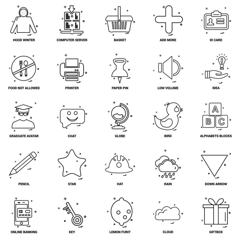 25 Business Concept Mix Line Icon set vector