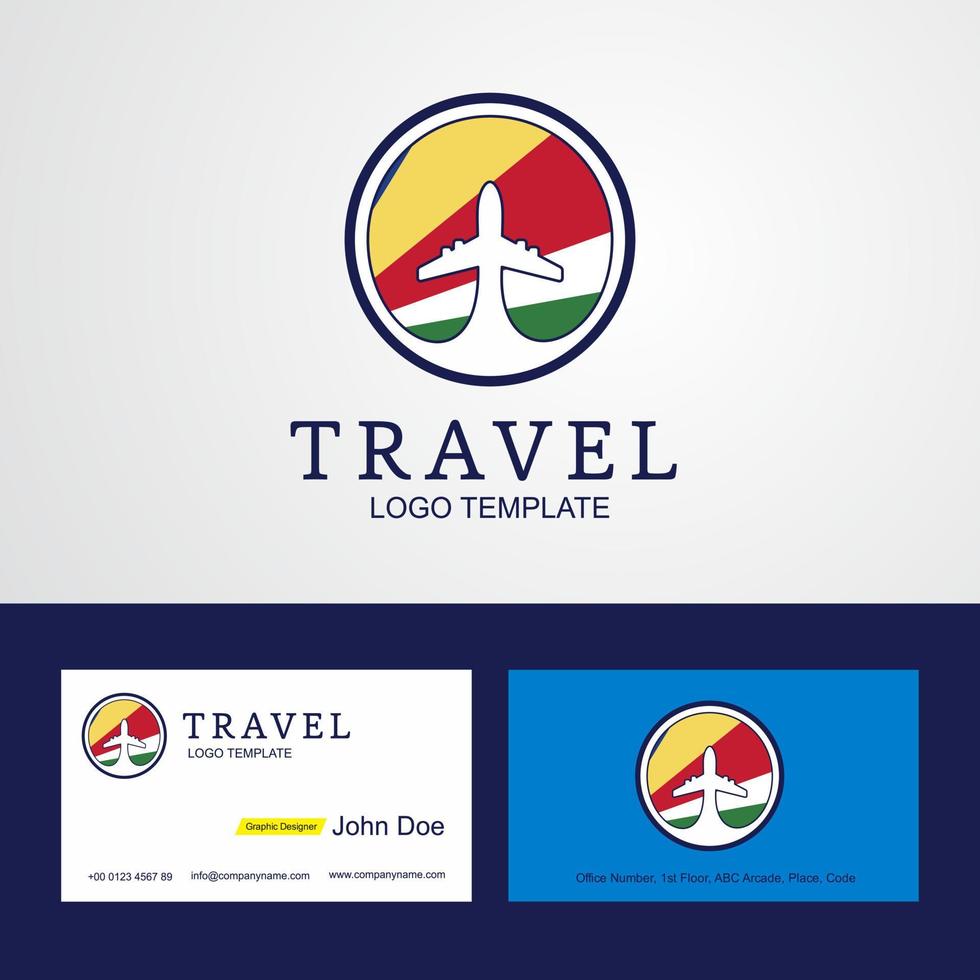 Travel Seychelles Creative Circle flag Logo and Business card design vector