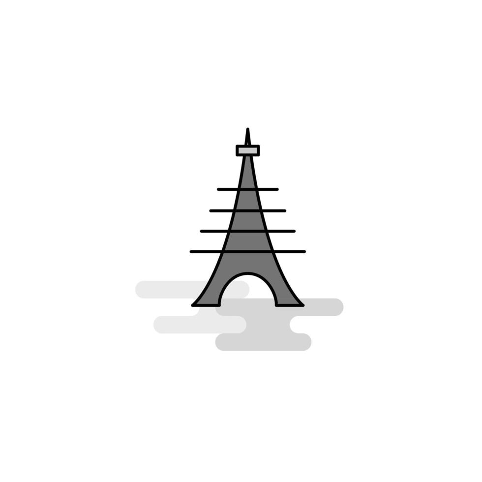 Eiffel tower Web Icon Flat Line Filled Gray Icon Vector