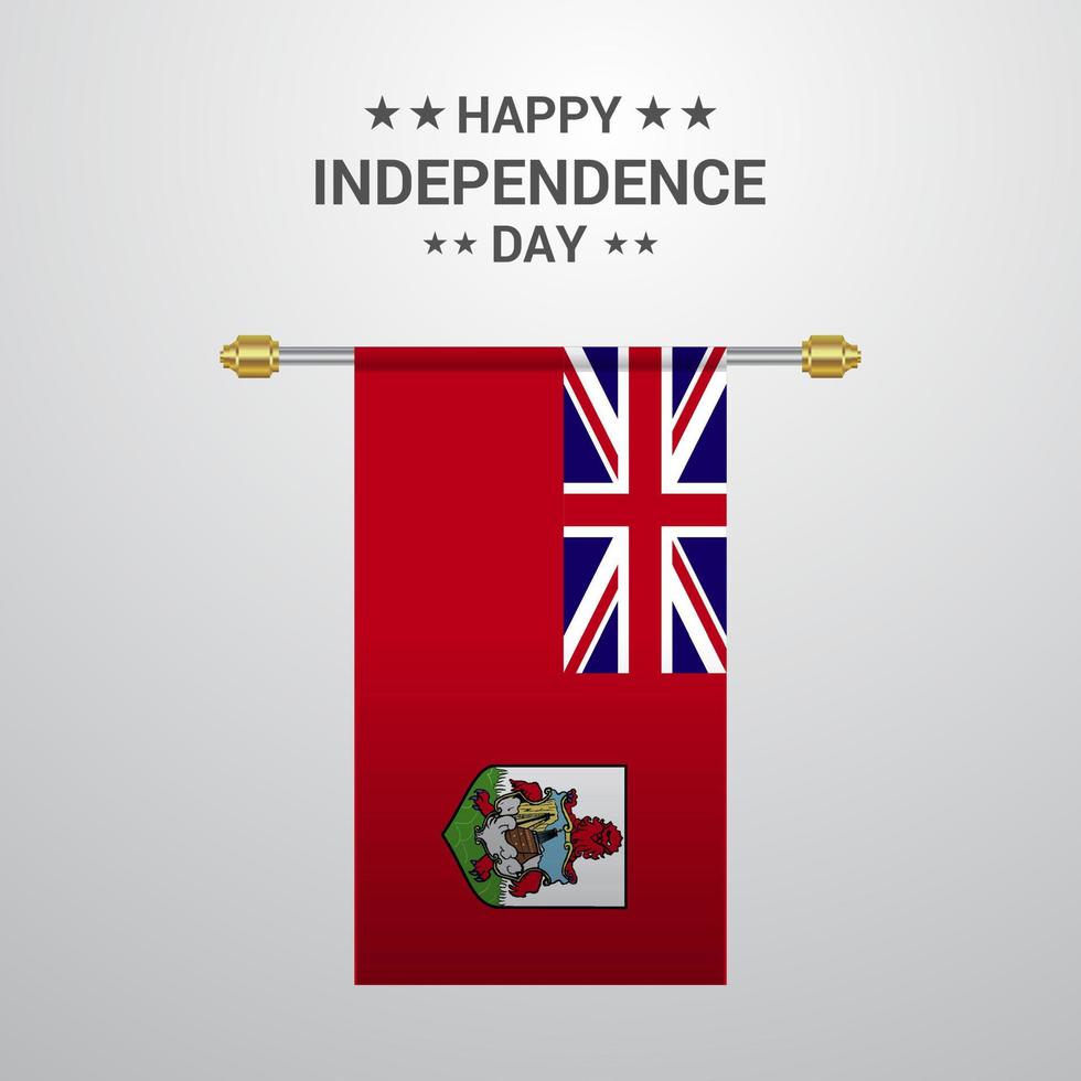 Bermuda Independence day hanging flag background vector