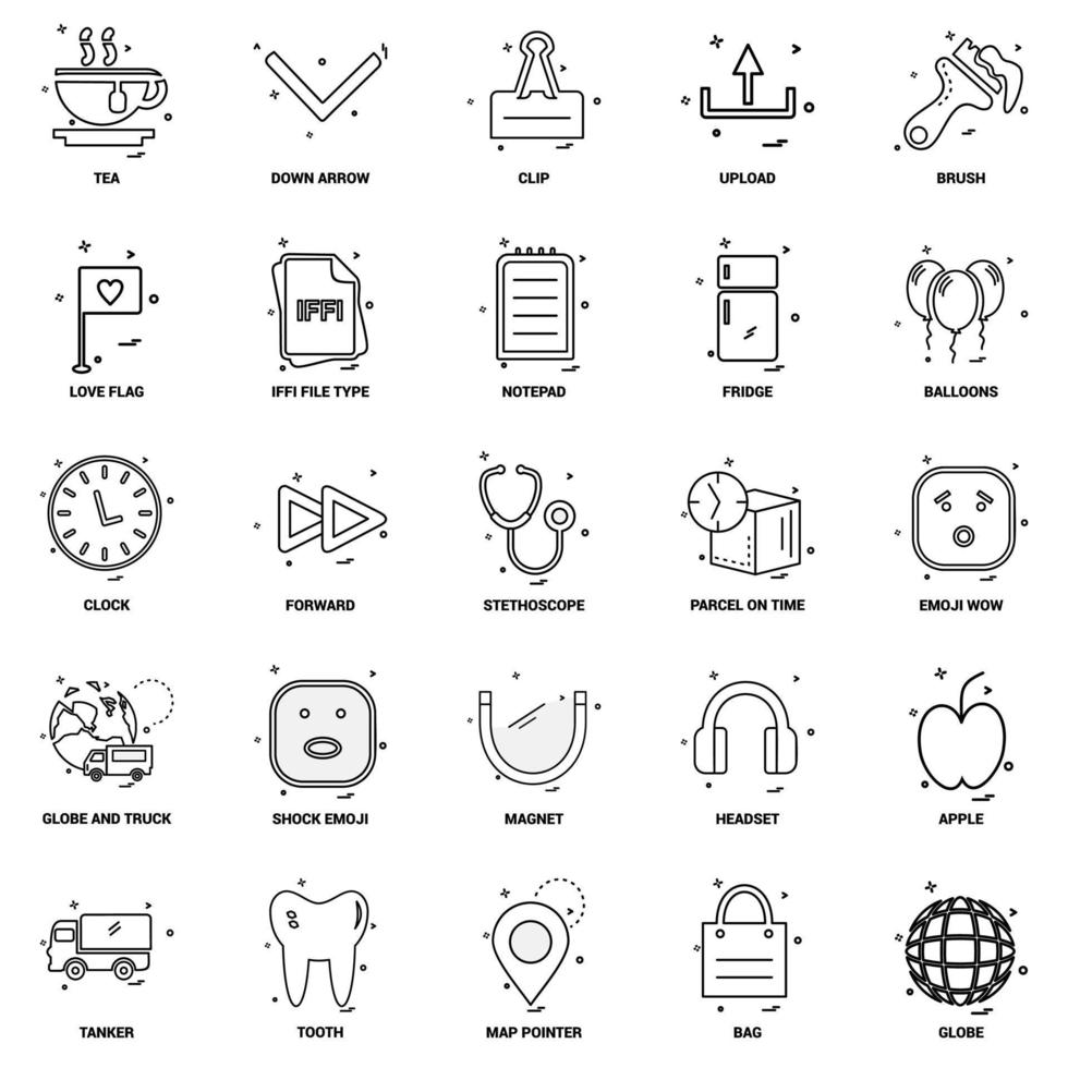 25 conjunto de iconos de línea de mezcla de concepto de negocio vector