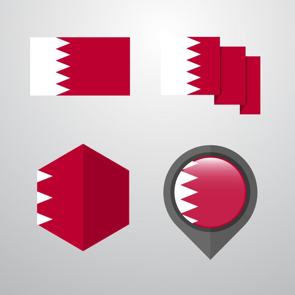 Bahrain flag design set vector