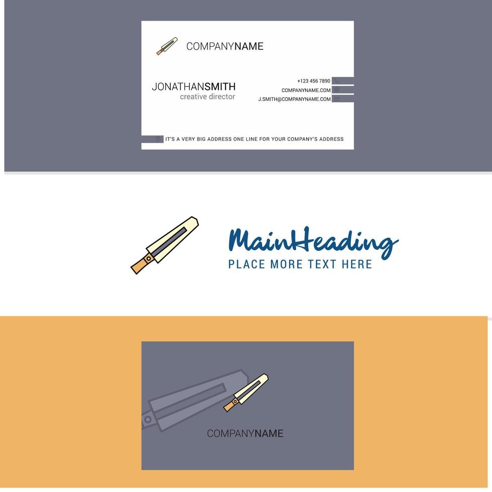 Beautiful Sword Logo and business card vertical Design Vector