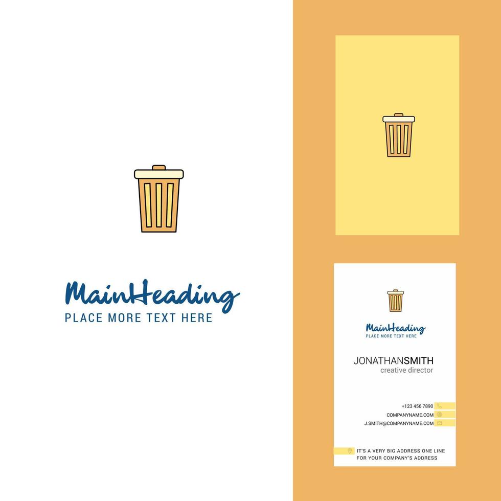 logotipo creativo de cubo de basura y vector de diseño vertical de tarjeta de visita