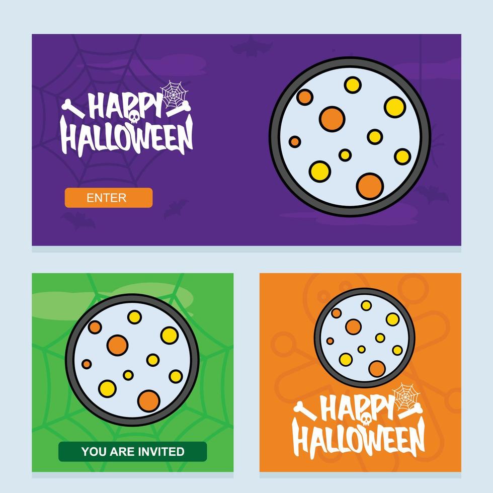 diseño de invitación de feliz halloween con vector de luna