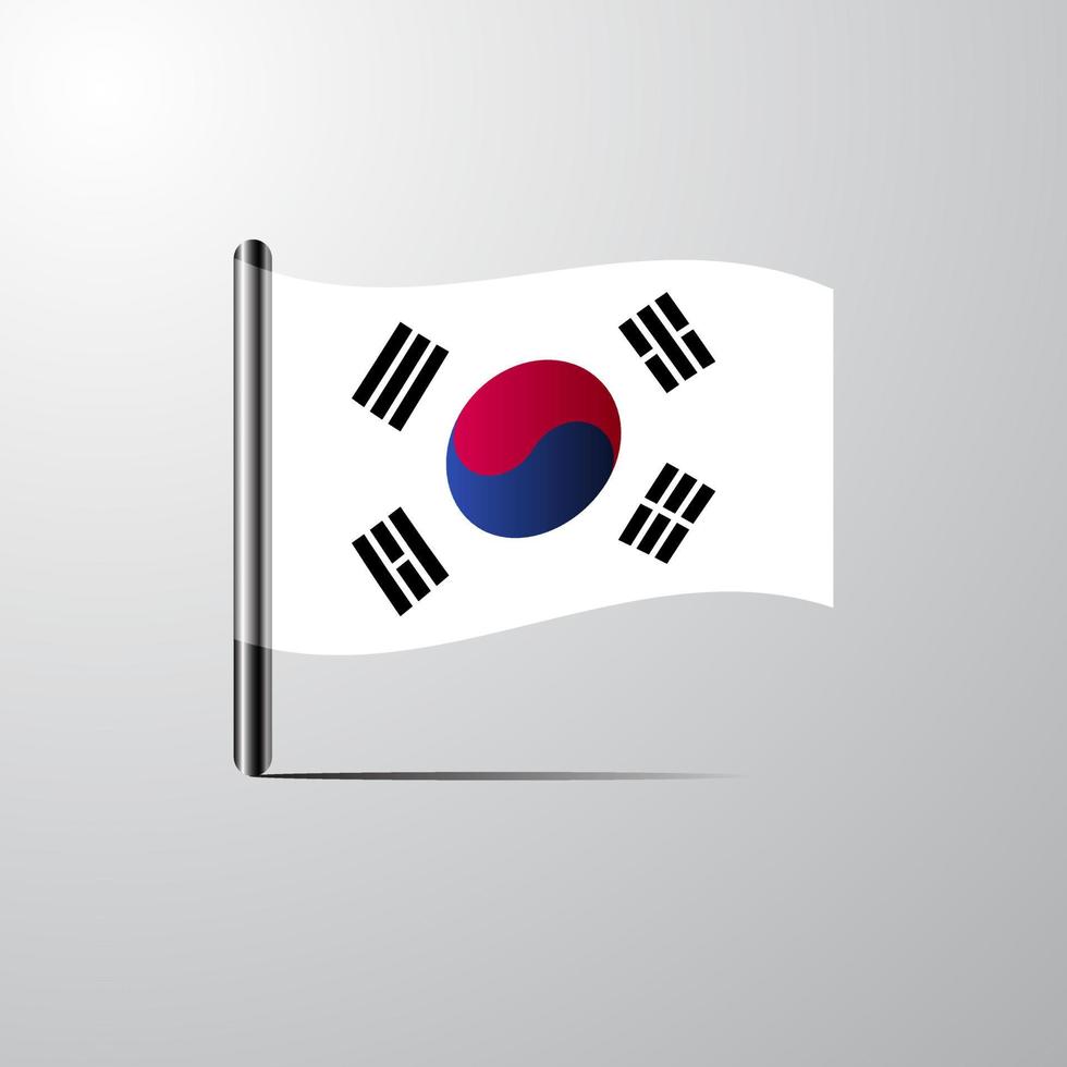 vector de diseño de bandera brillante ondeando corea del sur