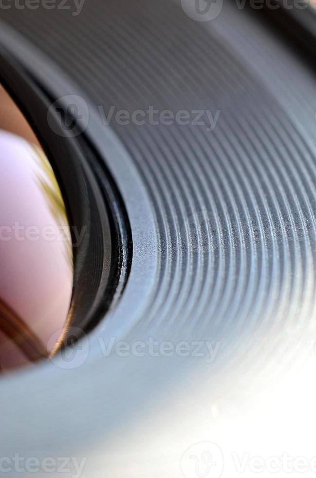 Photo Camera lens close up macro view. Concept of photographer or camera man job