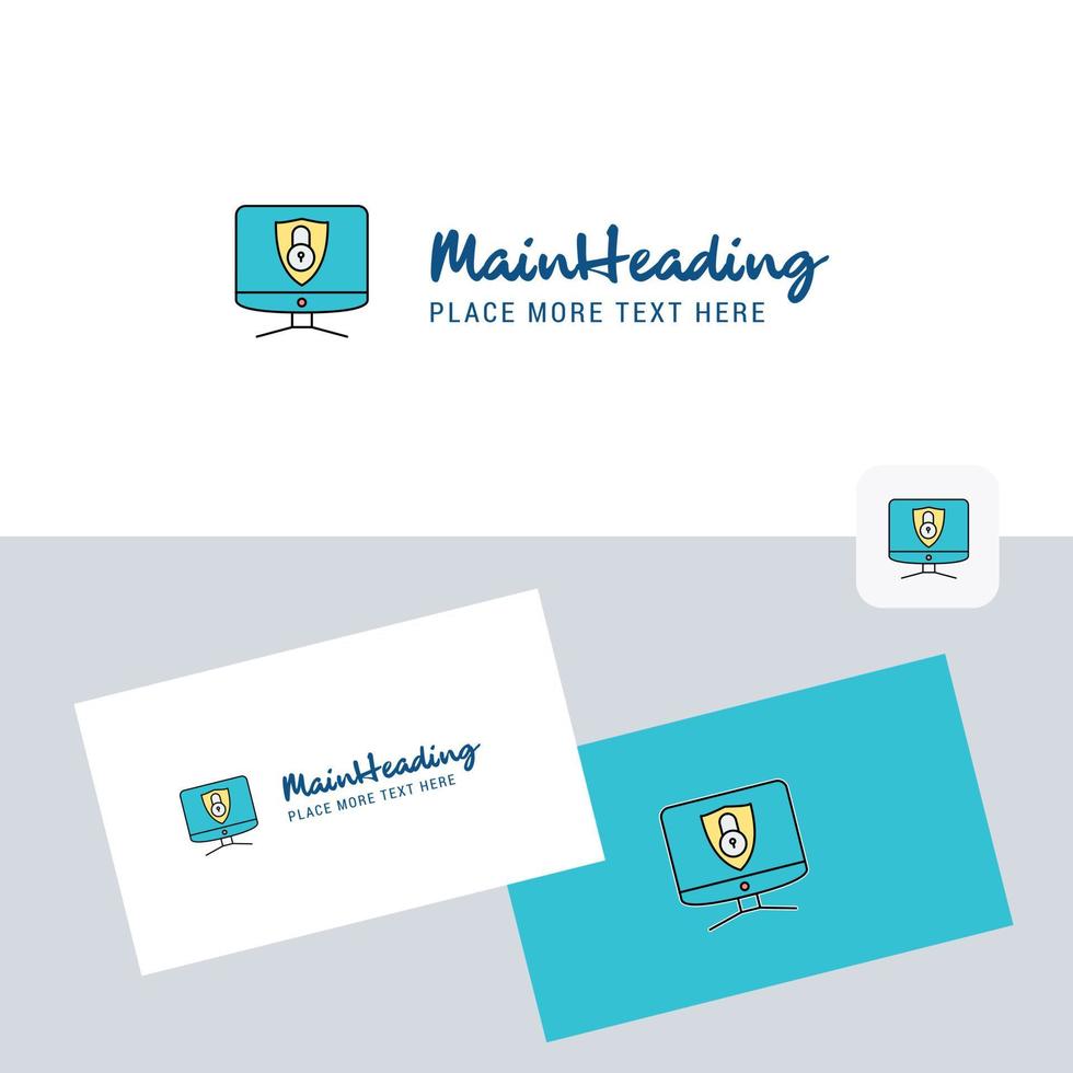 Computer protected vector logotype with business card template Elegant corporate identity Vector