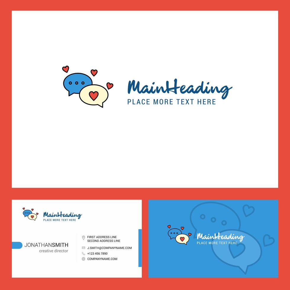 diseño de logotipo de chat romántico con eslogan diseño creativo de vector de plantilla de tarjeta de negocios frontal y posterior