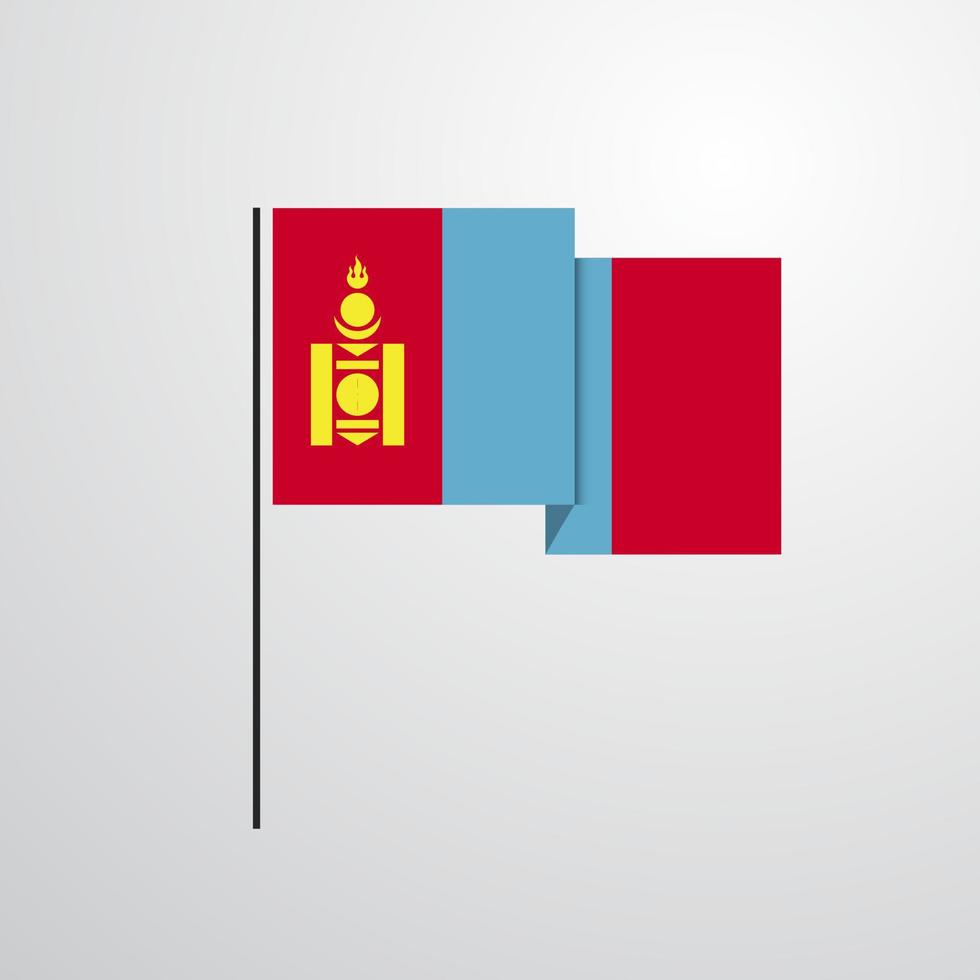 vector de diseño de bandera ondeante de mongolia