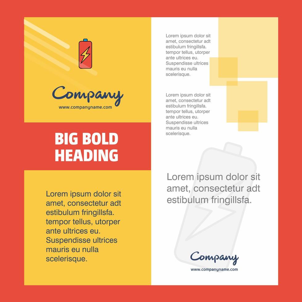 Battery charging Company Brochure Title Page Design Company profile annual report presentations leaflet Vector Background