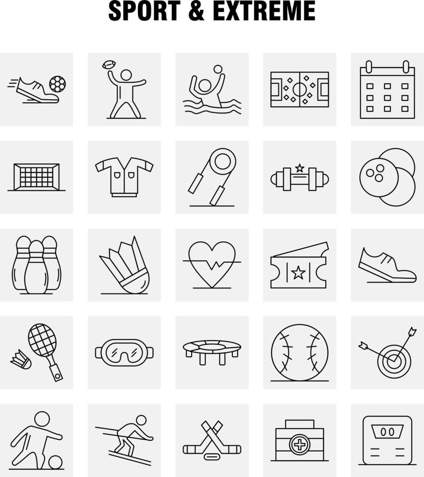 Sport And Extreme Line Icons Set For Infographics Mobile UXUI Kit And Print Design Include Football Ball Net Sport Football Game Sport Football Icon Set Vector