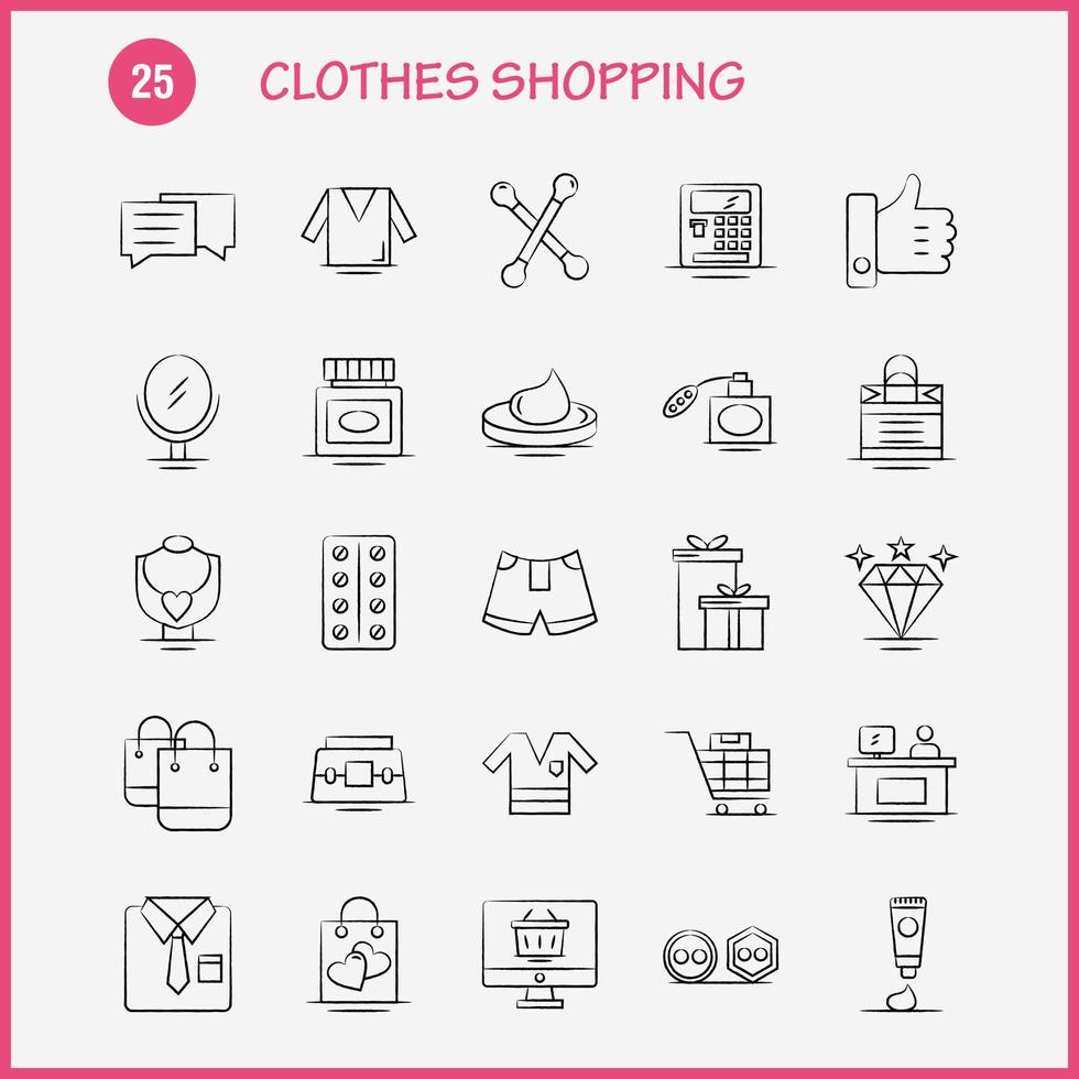 Clothes Shopping Hand Drawn Icon for Web Print and Mobile UXUI Kit Such as Shirt Clothes Fold Folding Dress Beauty Cosmetic Cream Pictogram Pack Vector