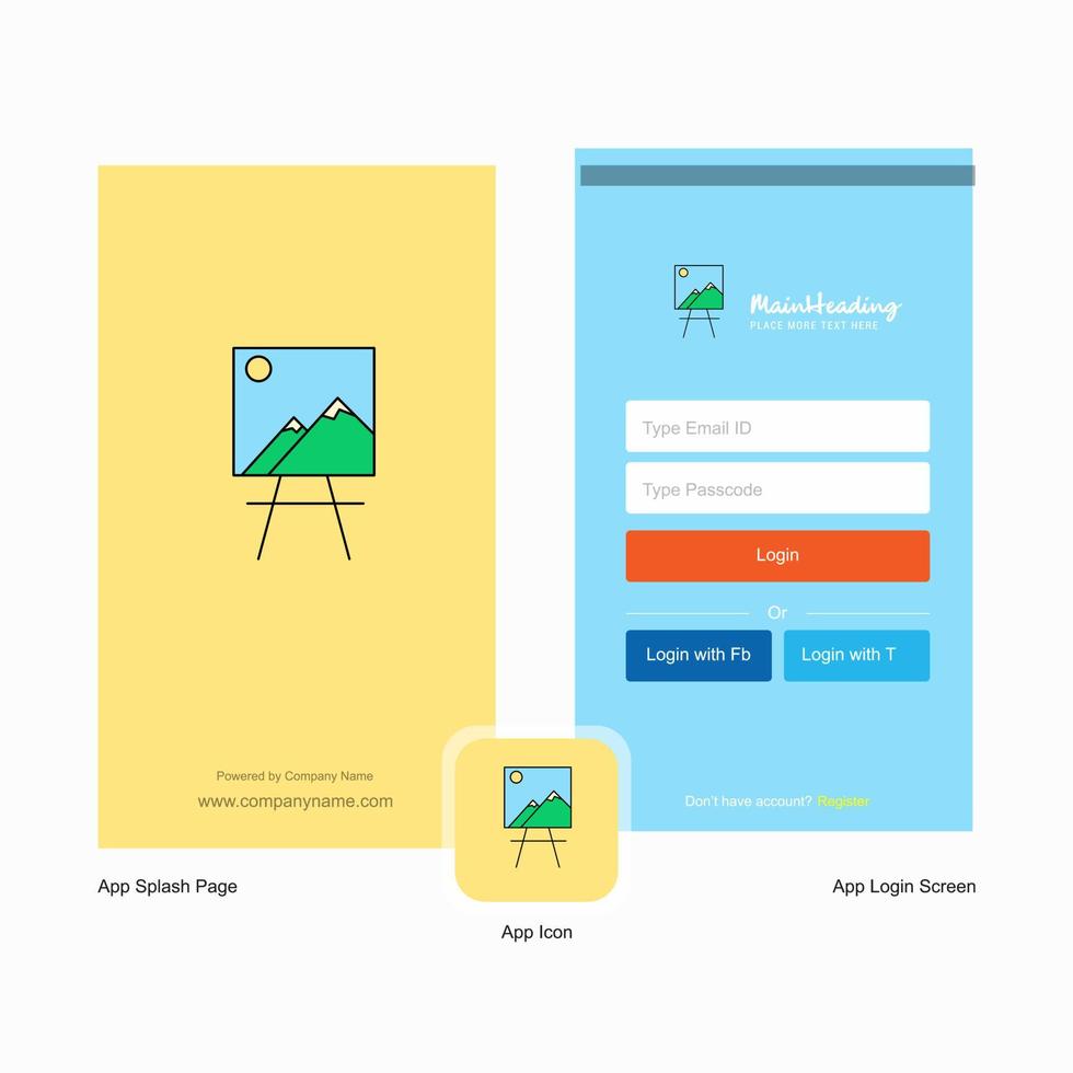 Company Image Splash Screen and Login Page design with Logo template Mobile Online Business Template vector