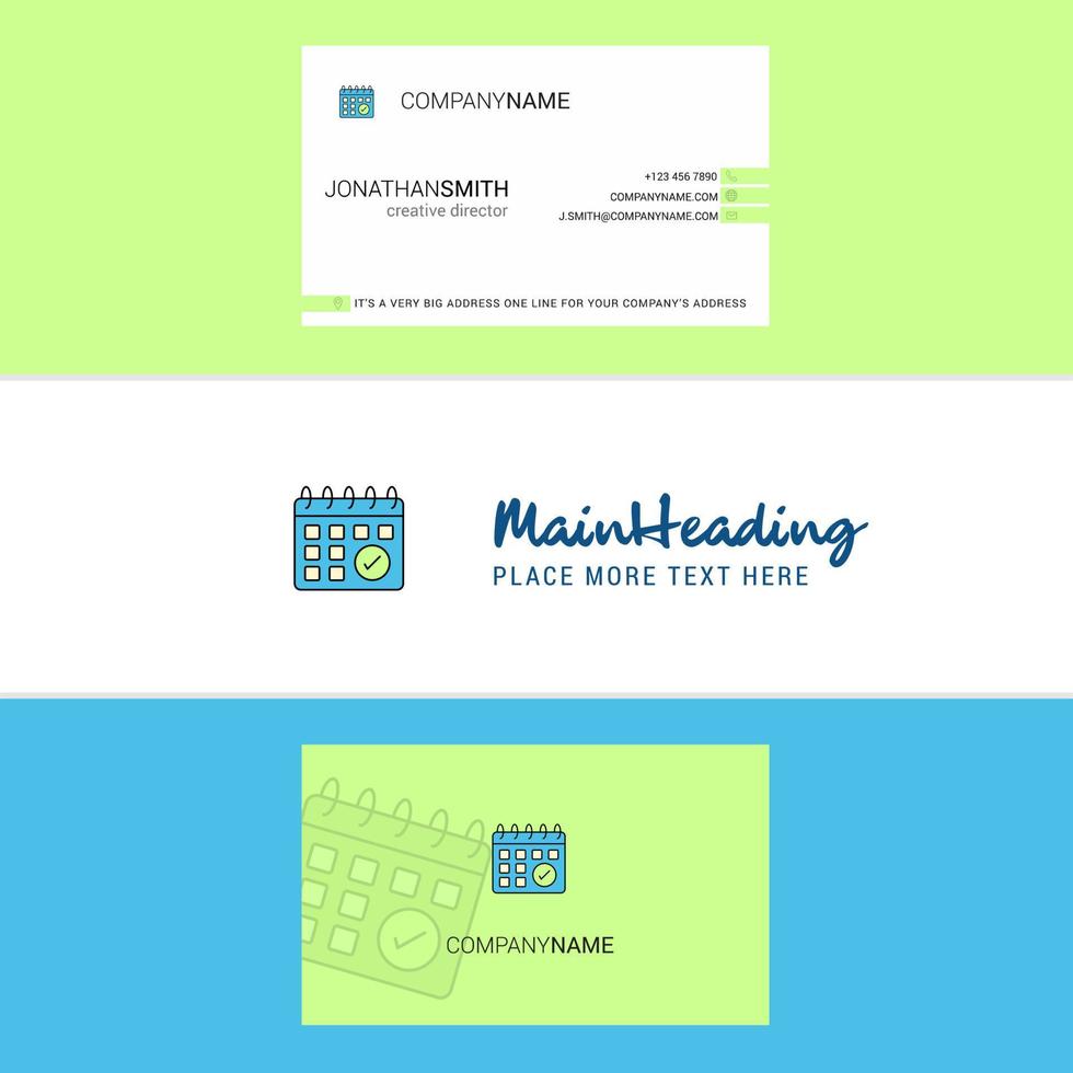 Beautiful Calendar Logo and business card vertical Design Vector