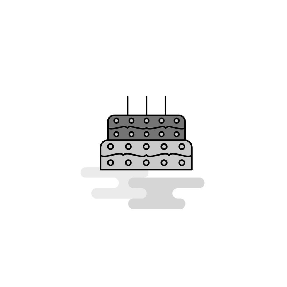 Birthday cake Web Icon Flat Line Filled Gray Icon Vector