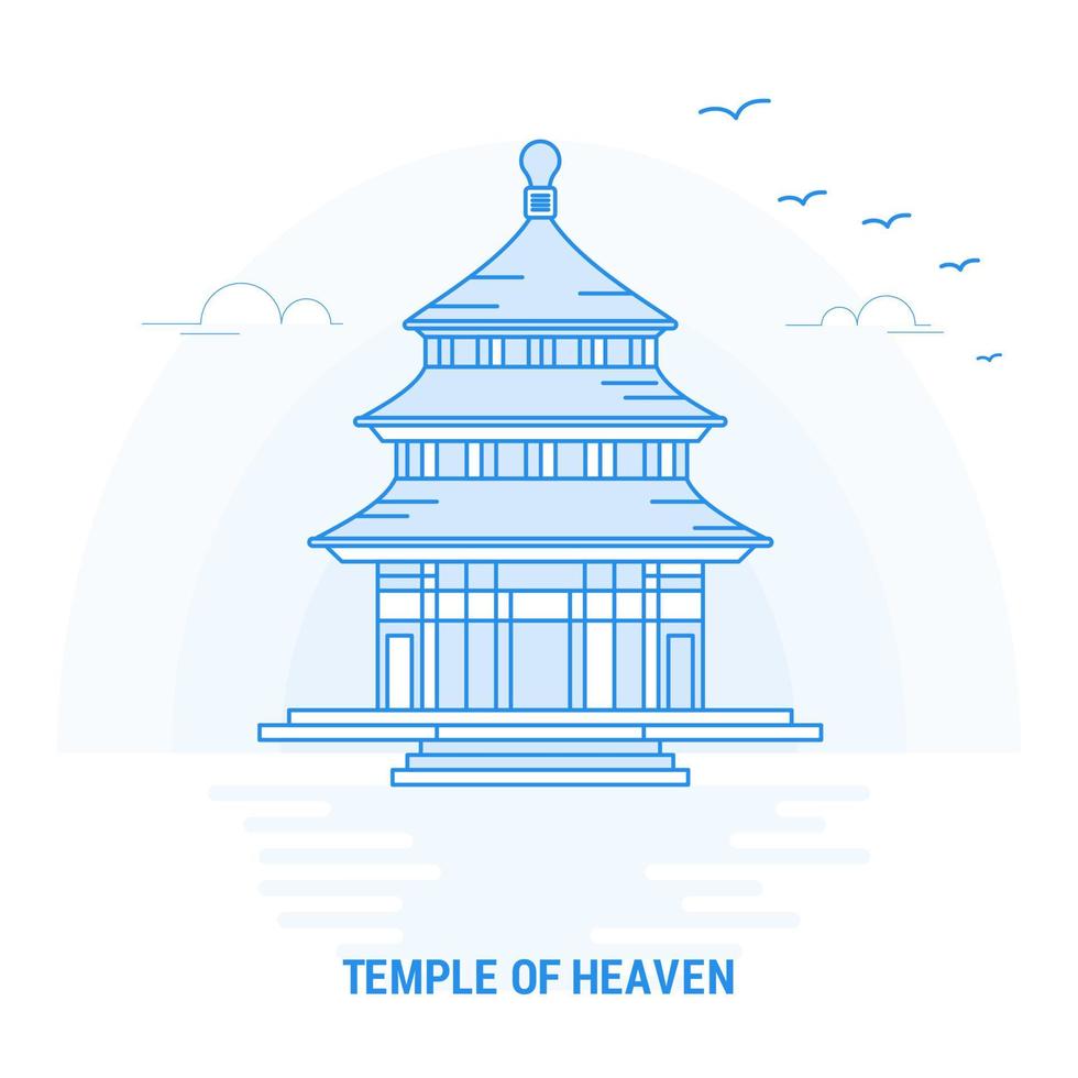 fondo creativo del hito azul del templo del cielo y plantilla de póster vector