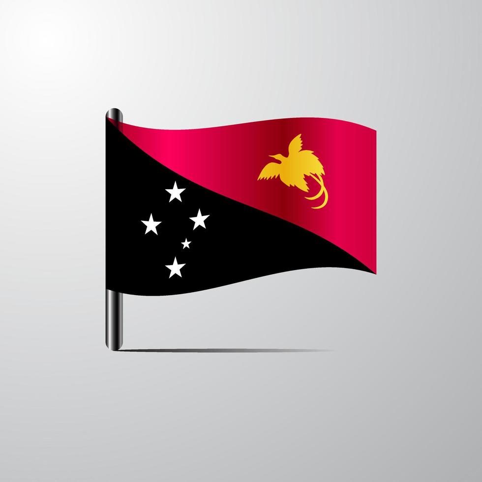 Papua New Guinea waving Shiny Flag design vector