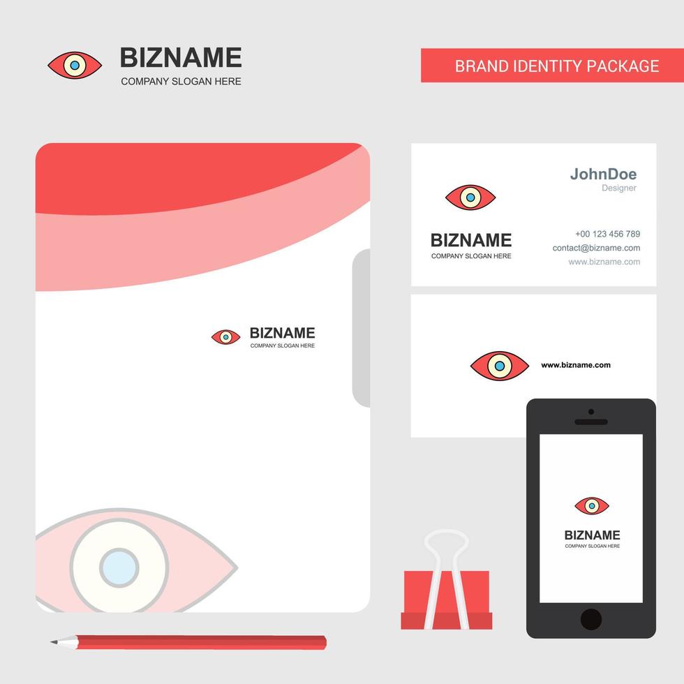 ojo negocio logotipo archivo cubierta tarjeta de visita y aplicación móvil diseño vector ilustración