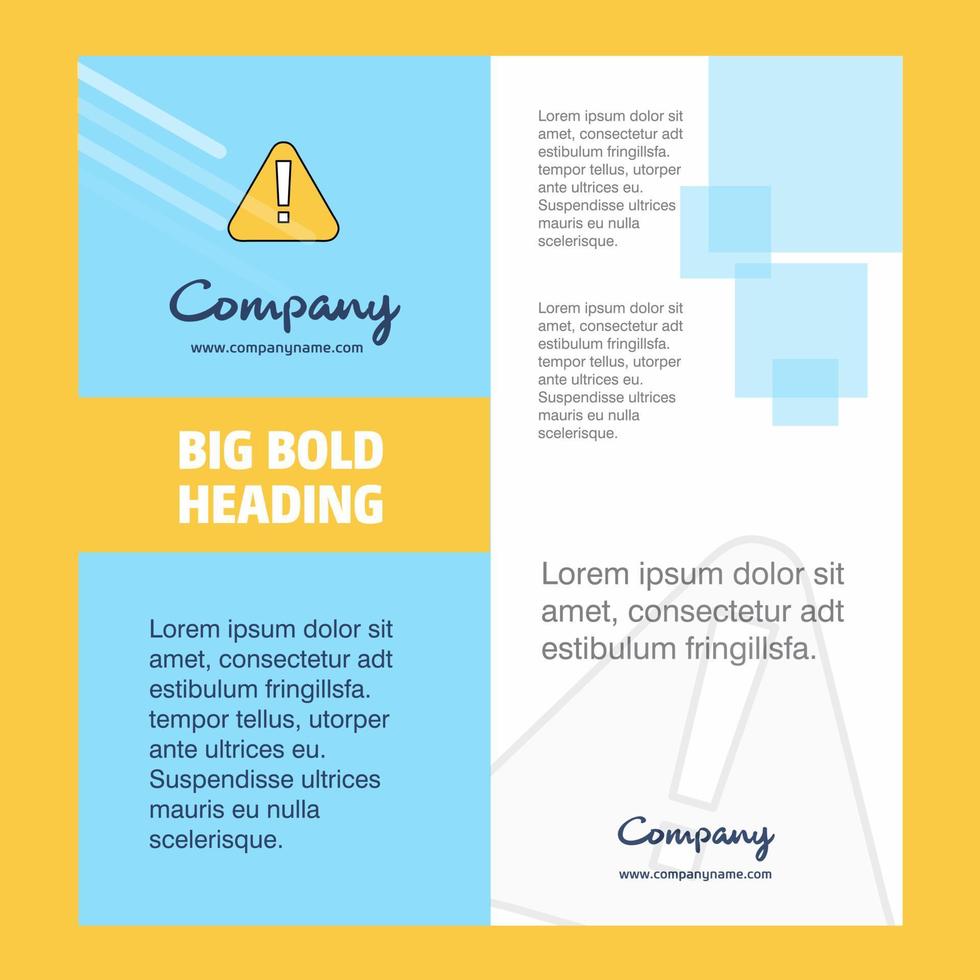 Caution Company Brochure Title Page Design Company profile annual report presentations leaflet Vector Background