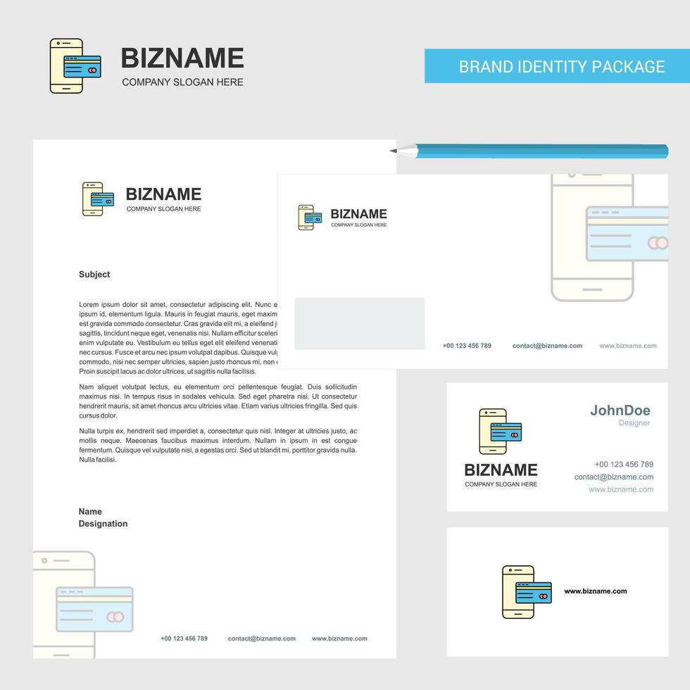 Online banking Business Letterhead Envelope and visiting Card Design vector template