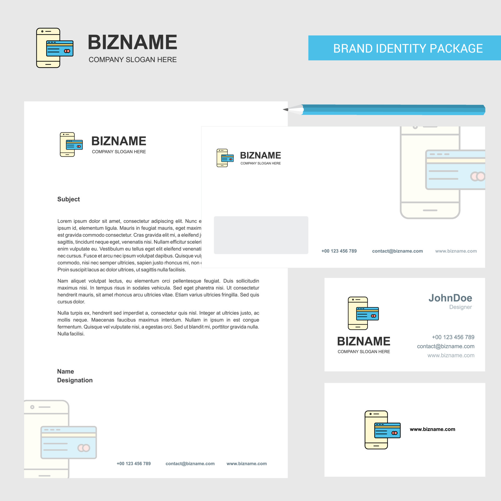 Online banking Business Letterhead Envelope and visiting Card Design