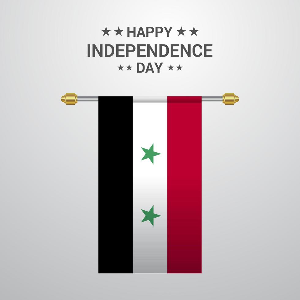 Syria Independence day hanging flag background vector