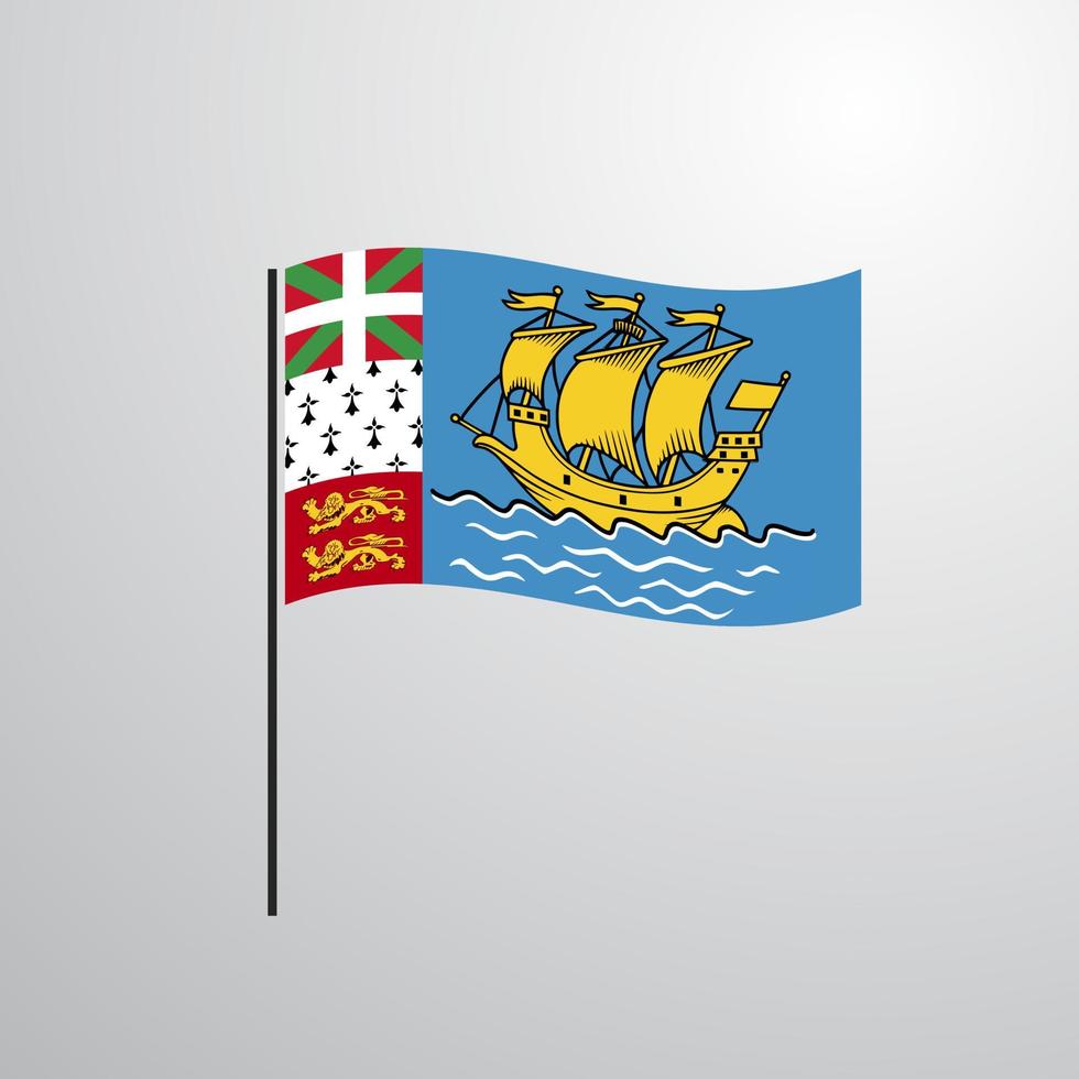 Saint Pierre and Miquelon waving Flag vector