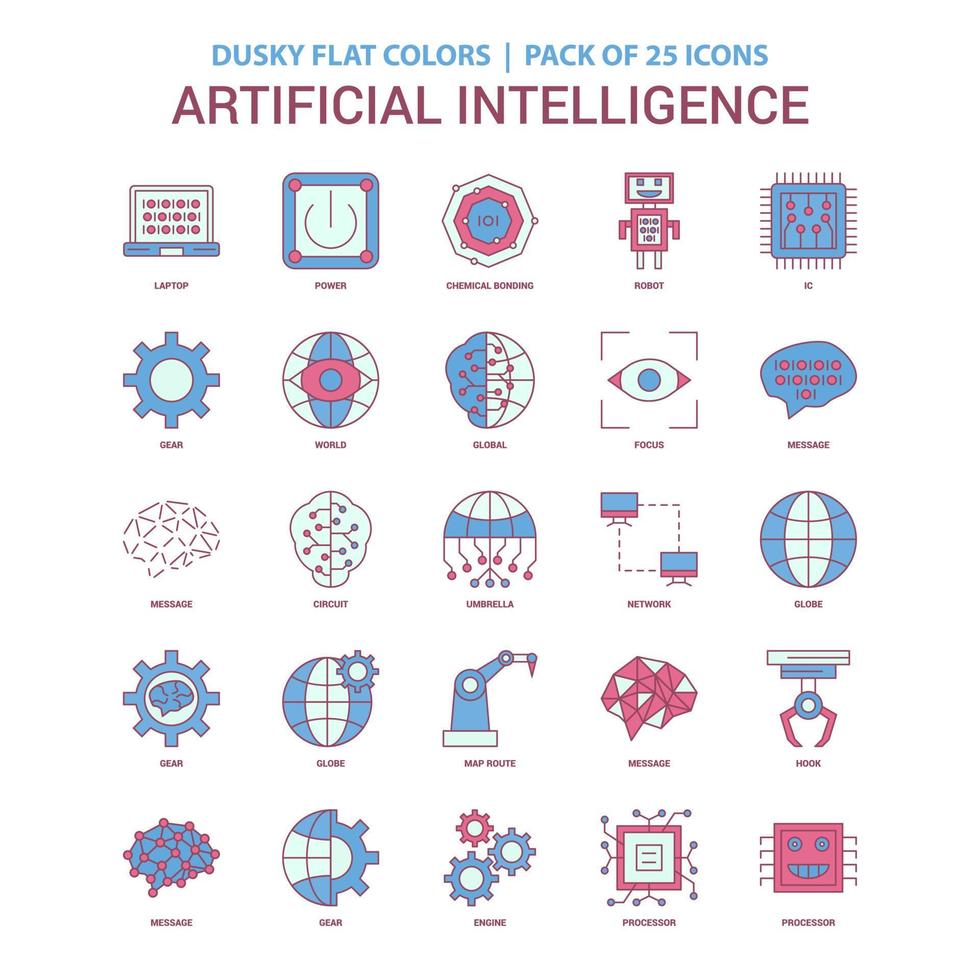 Artificial Intelligence icon Dusky Flat color Vintage 25 Icon Pack vector