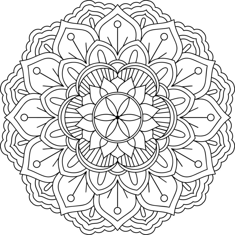 Black and white floral mandala vector illustration