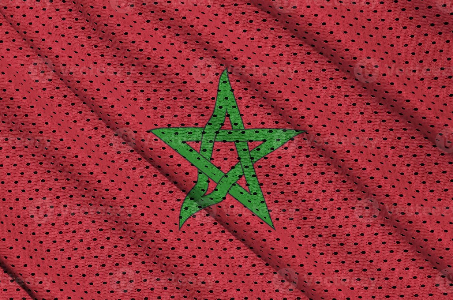 Morocco flag printed on a polyester nylon sportswear mesh fabric photo