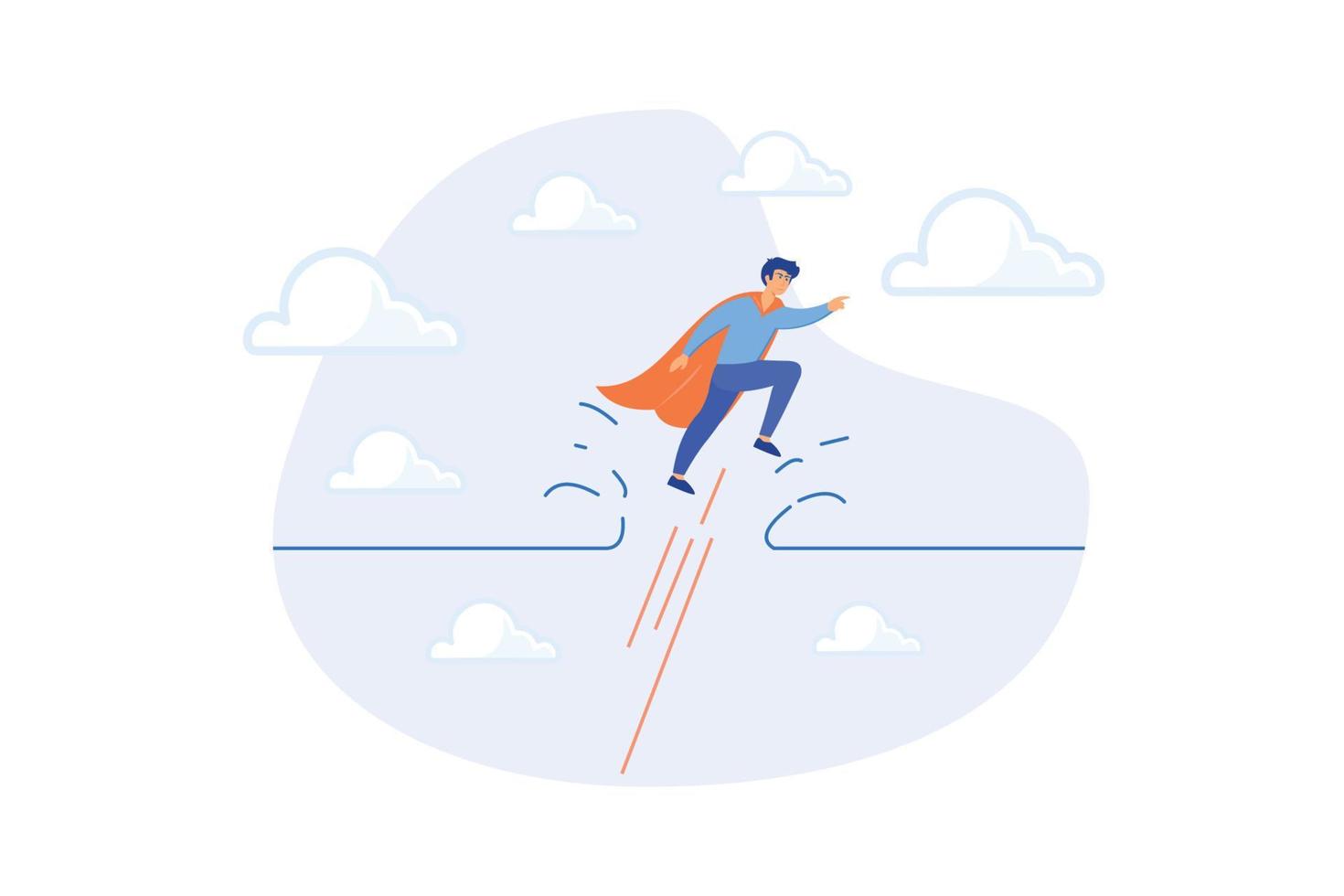 Breakthrough business barrier, overcome difficulty or obstacle to success, solve problem, business solution or leadership and effort for growth, flat vector modern illustration
