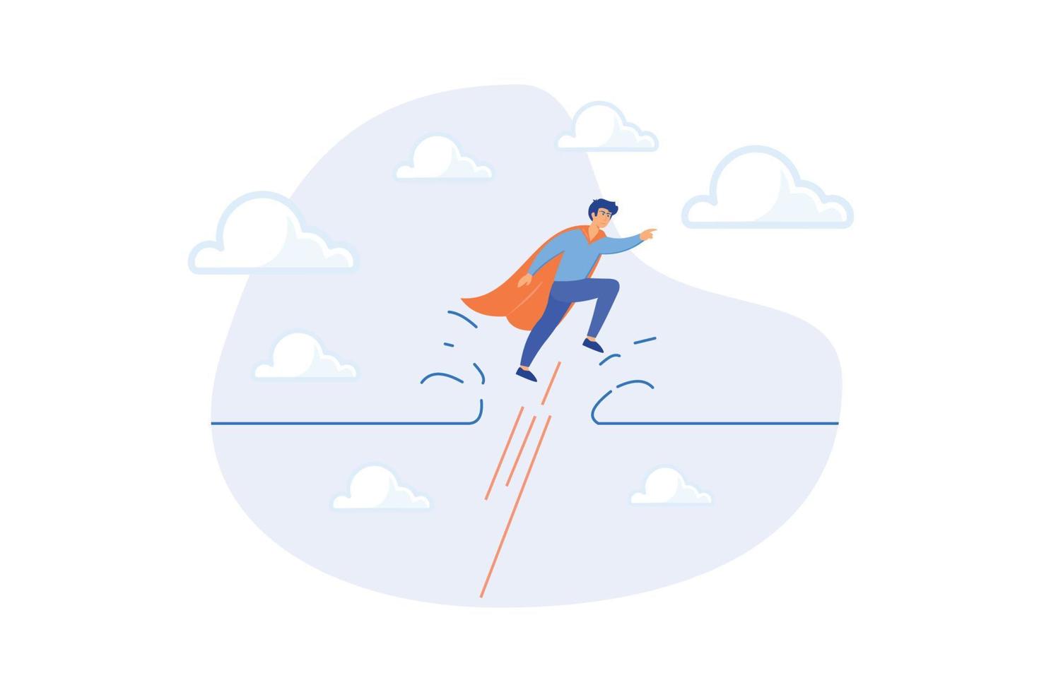 Breakthrough business barrier, overcome difficulty or obstacle to success, solve problem, business solution or leadership and effort for growth, flat vector modern illustration